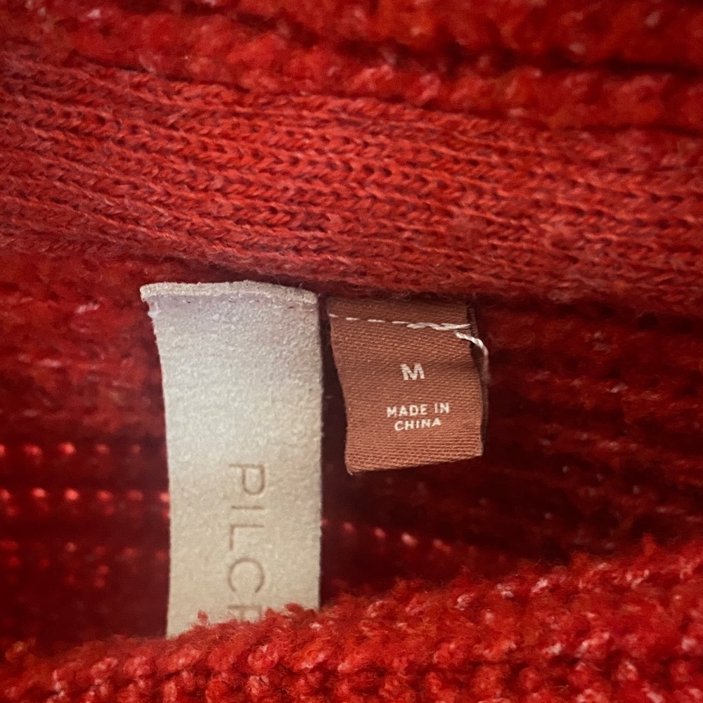 Pilcro Red Ribbed Cowl Neck Sweater - Picture 3 of 14